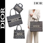 【ディオール】◆大人気 BOOK TOTE 定番柄刺繍 トートバッグ-3 sizes