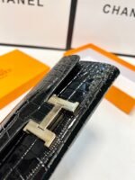 【エルメス】新作長財布 シャイニークロコ ノワール/金具 - 画像 (8)