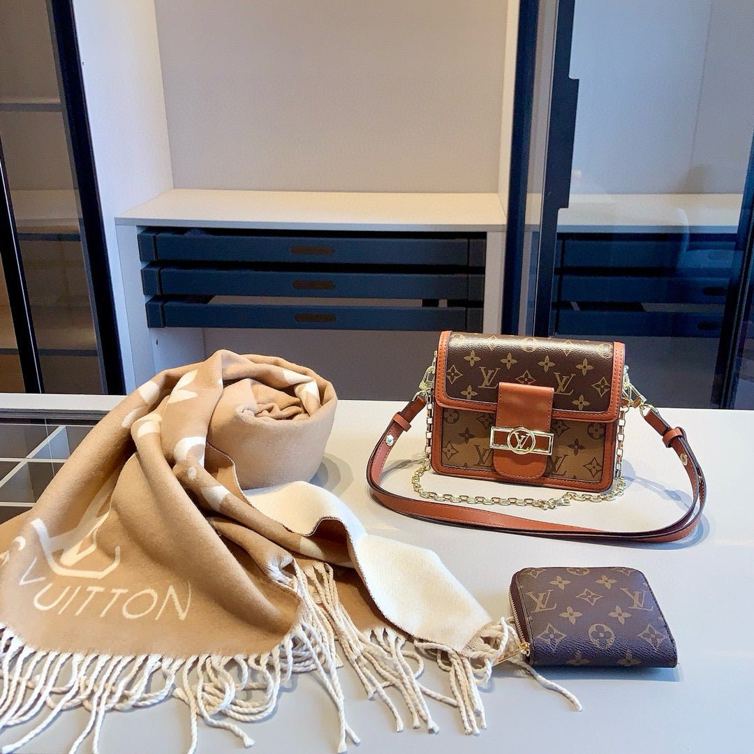 VV-3in1-DFWJ-BROWN_2.jpg 【ルイヴィトン】3点セット☆Dauphine 中号バッグ&スカーフ|青春感たっぷり、スタイリッシュなコーディネート♪今すぐチェック! - 画像 (1)